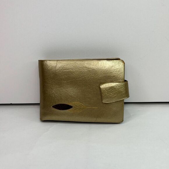 Princess Gardner Gem Vintage 60s Gold Leather Trifold Wallet Womens - Picture 1 of 12